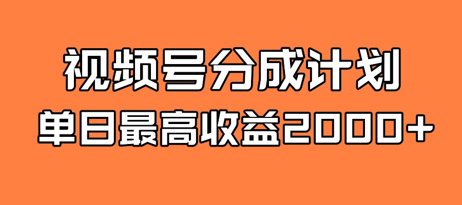 全新蓝海 视频号掘金计划 日入2000